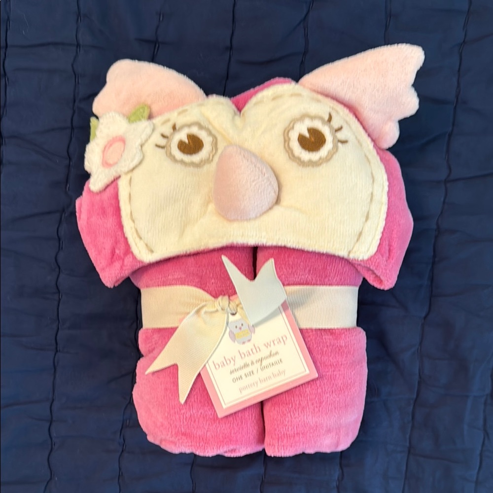 Pink Owl Baby Bath Wrap